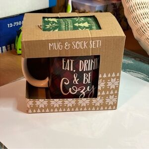 Cozy Mug & Sock Set | “Eat, Drink & Be Cozy” Holiday Gift